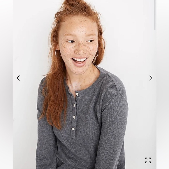 Madewell Heathered Thermal Henley Tee size M - Picture 10 of 15